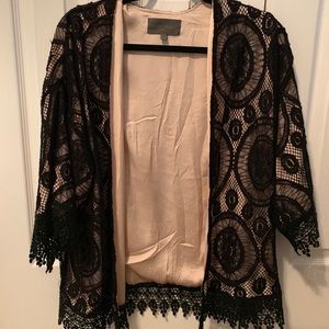 Black lace/silk kimono
